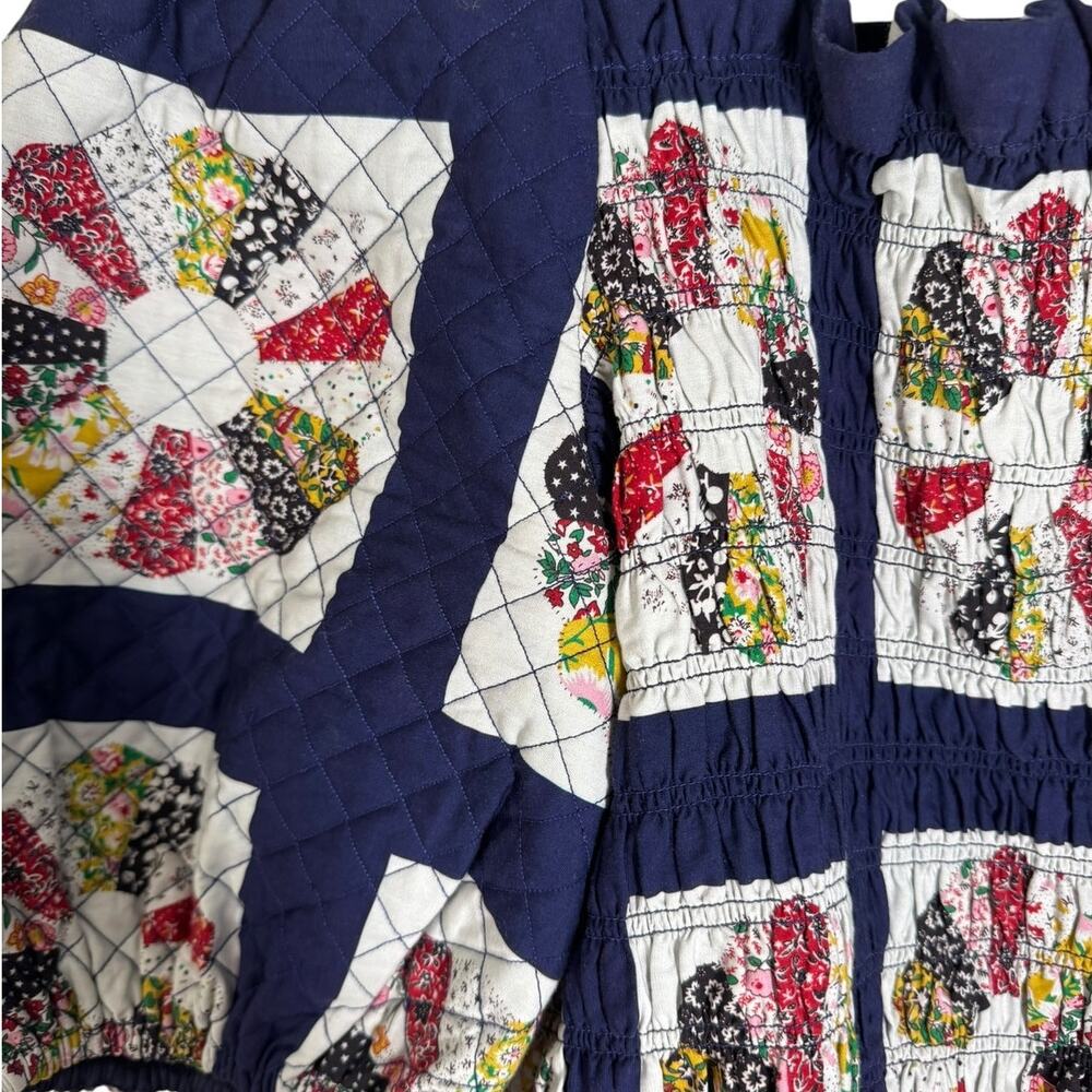 Sea New York Pippin Patchwork‎ Top Puff Sleeve Ruched Open Back 6 Cottagecore - Picture 5 of 9